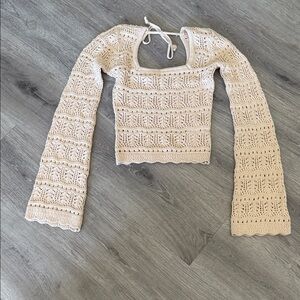 Hollister Beige Crochet Crop Top
